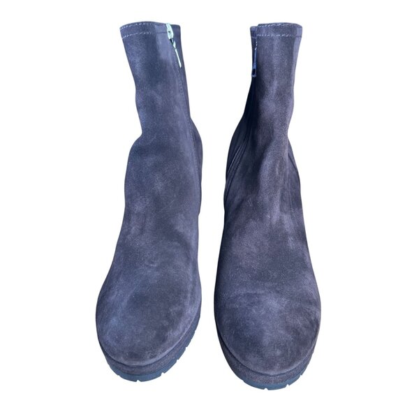 Prada Brown Suede Wedge Heel Ankle Boots Booties Size 38.5 - Picture 4 of 12